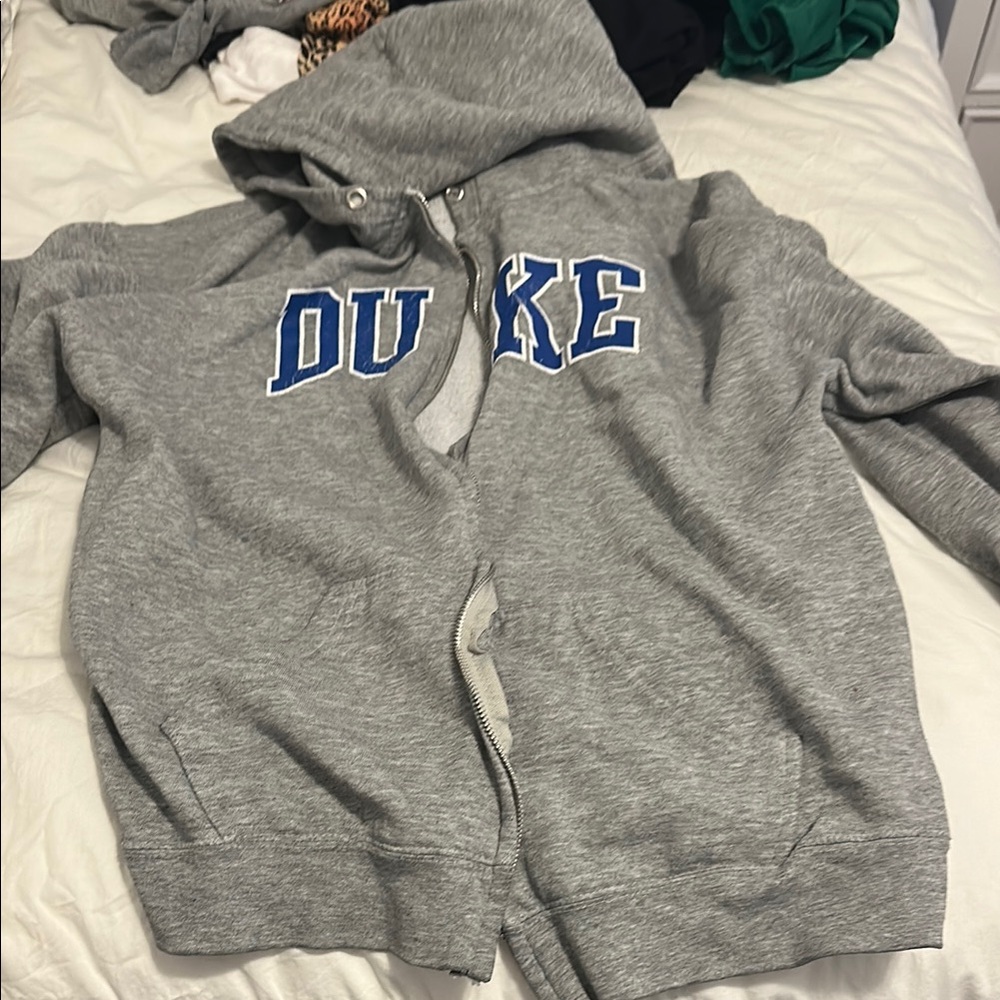 Vintage Gray Hoodie with Blue Duke Logo